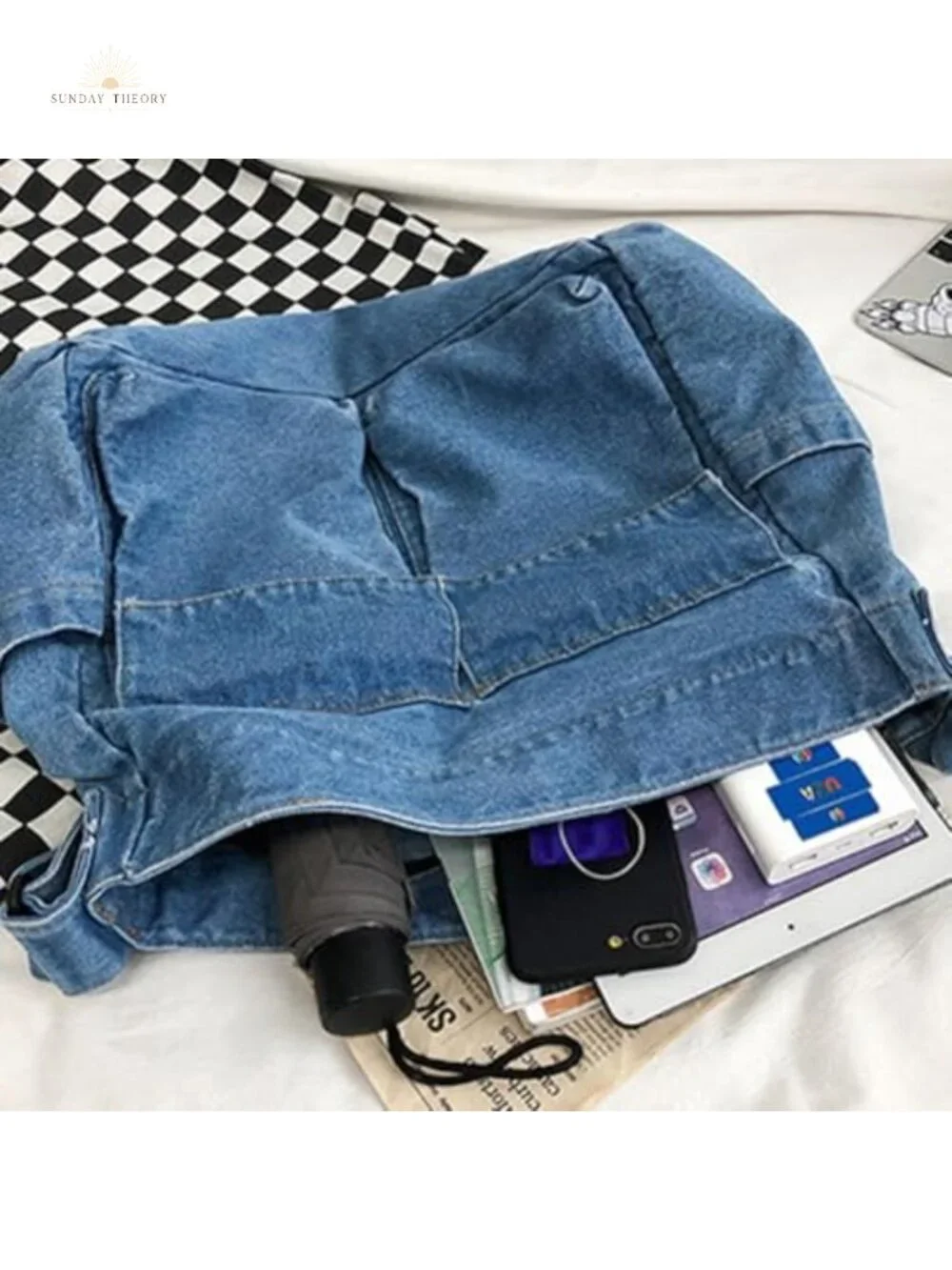 Yohora Denim Shoulder Bag Large Capacity Retro Crossbody Tote Women